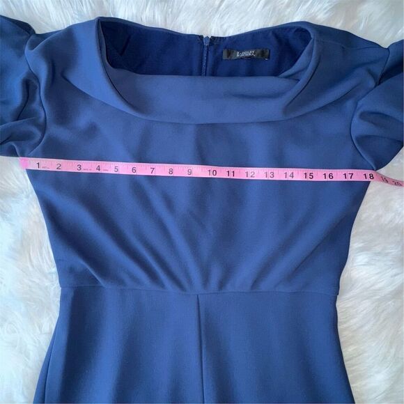 Badgley Mischka Women's Cowl Neck Flutter Sleeve Jumpsuit Navy Blue Size 4 - Picture 9 of 16